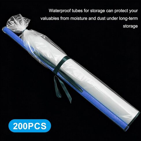 200 Pack Long Plastic Poly Bags, 4x40 Inch 2 Mil Clear Polyethylene Sleeves for Storage & Shipping, Flat Open Waterproof Poster Tube Protectors in Kuwait