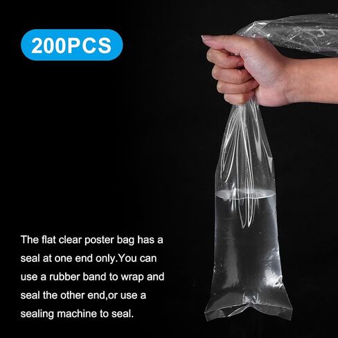 200 Pack Long Plastic Poly Bags, 4x40 Inch 2 Mil Clear Polyethylene Sleeves for Storage & Shipping, Flat Open Waterproof Poster Tube Protectors in Kuwait