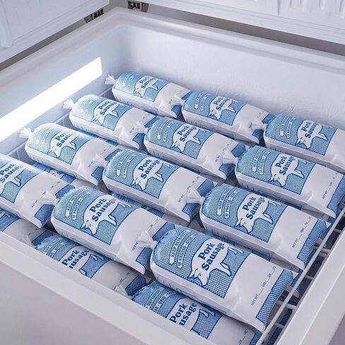 Qeeenar 200 Pcs Pork Sausage Freezer Bags with Steel Bag Sealer 1 lb 10.5 x 4.5 Inch Ground Pork Sausage Bags and Sealer Machine in Kuwait