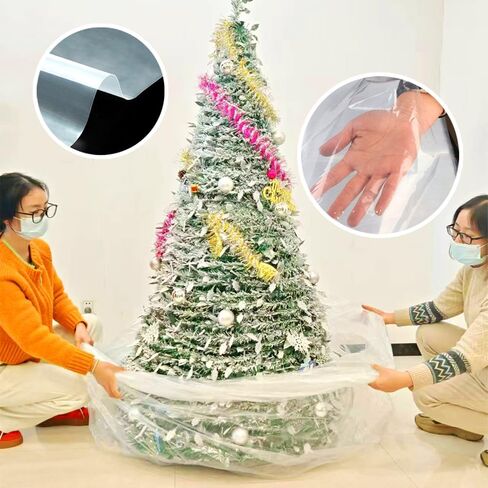 TopSoon Christmas Tree Removal Bag 9-Feet Tall by 6-Feet Wide Christmas Tree Disposal Bag Plastic Patio Furniture Cover Large Clear Storage Bag in Kuwait