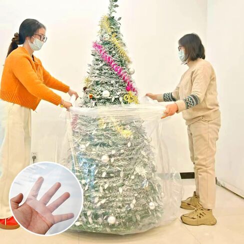 TopSoon Christmas Tree Removal Bag 9-Feet Tall by 6-Feet Wide Christmas Tree Disposal Bag Plastic Patio Furniture Cover Large Clear Storage Bag in Kuwait