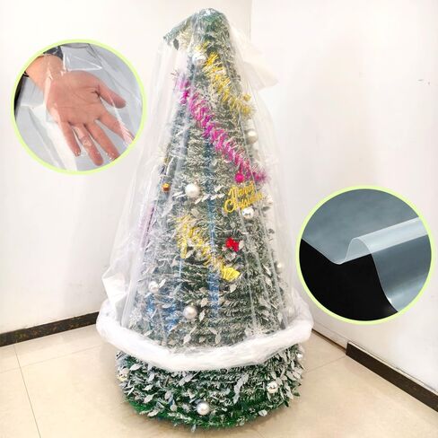 TopSoon Christmas Tree Removal Bag 9-Feet Tall by 6-Feet Wide Christmas Tree Disposal Bag Plastic Patio Furniture Cover Large Clear Storage Bag in Kuwait