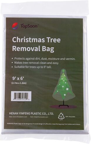 TopSoon Christmas Tree Removal Bag 9-Feet Tall by 6-Feet Wide Christmas Tree Disposal Bag Plastic Patio Furniture Cover Large Clear Storage Bag in Kuwait