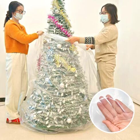 TopSoon Christmas Tree Removal Bag 9-Feet Tall by 6-Feet Wide Christmas Tree Disposal Bag Plastic Patio Furniture Cover Large Clear Storage Bag in Kuwait