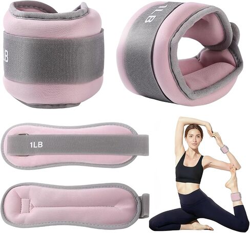 Ankle Weights for Women & Kids - 0.5LB/1LB Each Wrist/Ankle Weight Pair (1LB/2LB Total) Adjustable Arm/Leg Weights for Walking, Running, Pilates, Home Workout with Comfortable Straps (Pink) in Kuwait