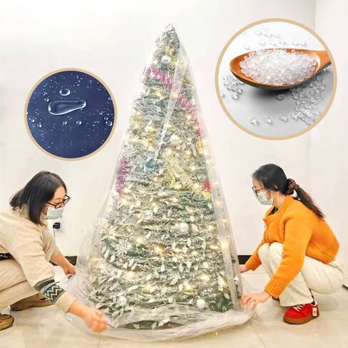 TopSoon Christmas Tree Removal Bag 9-Feet Tall by 6-Feet Wide Christmas Tree Disposal Bag Plastic Patio Furniture Cover Large Clear Storage Bag in Kuwait