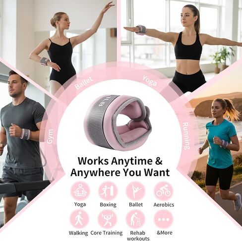 Ankle Weights for Women & Kids - 0.5LB/1LB Each Wrist/Ankle Weight Pair (1LB/2LB Total) Adjustable Arm/Leg Weights for Walking, Running, Pilates, Home Workout with Comfortable Straps (Pink) in Kuwait