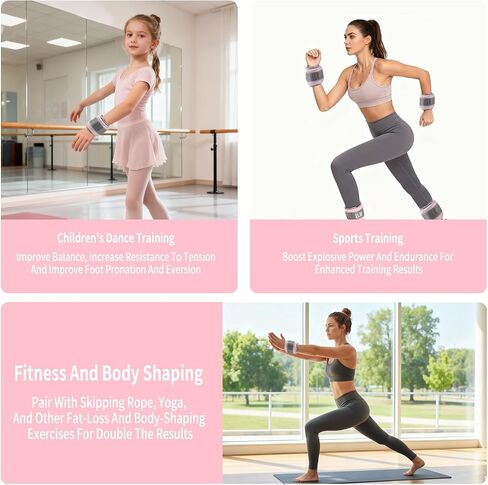 Ankle Weights for Women & Kids - 0.5LB/1LB Each Wrist/Ankle Weight Pair (1LB/2LB Total) Adjustable Arm/Leg Weights for Walking, Running, Pilates, Home Workout with Comfortable Straps (Pink) in Kuwait