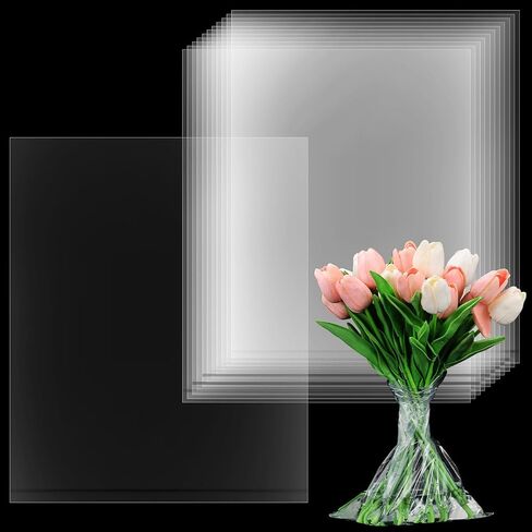 PRETYZOOM 50Pcs Clear Flower Bouquet Water Retainer Bags 9.64X7.87In Floral Sleeves for Fresh Flower Arrangements Retail Event Use in Kuwait