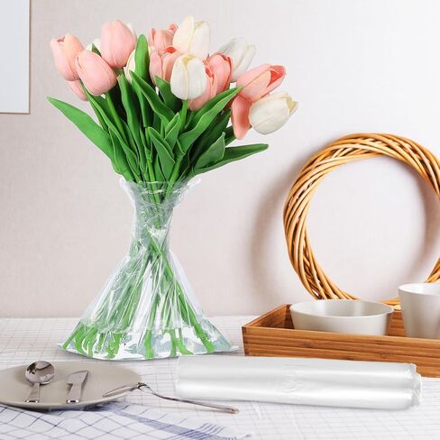 PRETYZOOM 50Pcs Clear Flower Bouquet Water Retainer Bags 9.64X7.87In Floral Sleeves for Fresh Flower Arrangements Retail Event Use in Kuwait