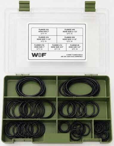 SAE Code 61/62 Flange O-Ring Kit, Buna-N 90 Durometer, 70-Piece Hydraulic Flange Seal Assortment, Sizes #8, #12, #16, #20, #24, #32, #40 in Kuwait