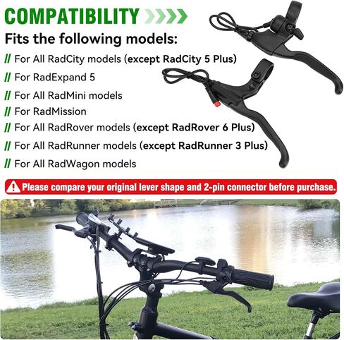 Jerbor Clutch Brake Levers for Rad Power RadRunner RadRover RadWagon RadCity RadMini RadMission, Left & Right Power Off Hand Brake Lever with Bell, 2 Pin Waterproof Connector Motorcycle Parts in Kuwait