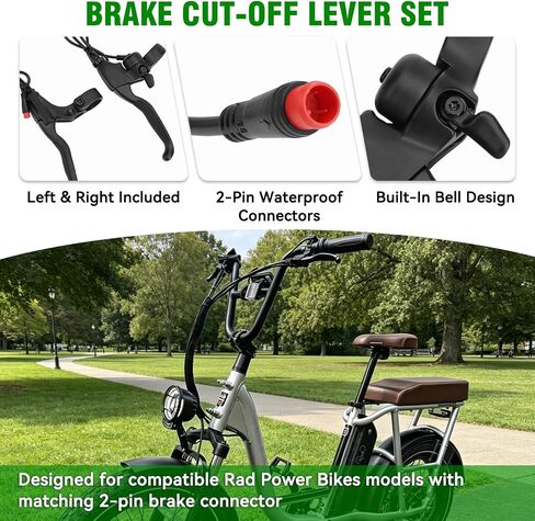 Jerbor Clutch Brake Levers for Rad Power RadRunner RadRover RadWagon RadCity RadMini RadMission, Left & Right Power Off Hand Brake Lever with Bell, 2 Pin Waterproof Connector Motorcycle Parts in Kuwait