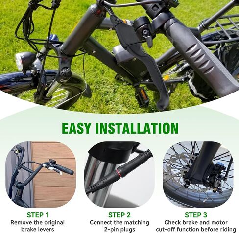 Jerbor Clutch Brake Levers for Rad Power RadRunner RadRover RadWagon RadCity RadMini RadMission, Left & Right Power Off Hand Brake Lever with Bell, 2 Pin Waterproof Connector Motorcycle Parts in Kuwait