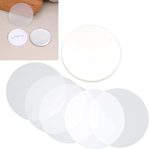 100 Pcs Circle Mylars 37mm for Button Maker Machine, Plastic Protective Film with Metal Clip Pin Backs & Bottoms for Button Press, DIY Badge Making Supplies for Crafts Magnets in Kuwait