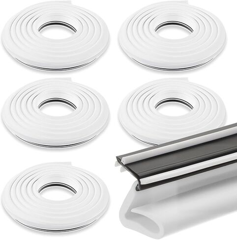 Yuntau 5-Pack 84 "Kerf Door Striping Weather - سدادة باب مطاطية بيضاء للأعلى والجوانب، تناسب عضادات خشبية بفتحة 1/8 بوصة، أطول من القياسية، تحجب الرياح والمطر والغبار in Kuwait