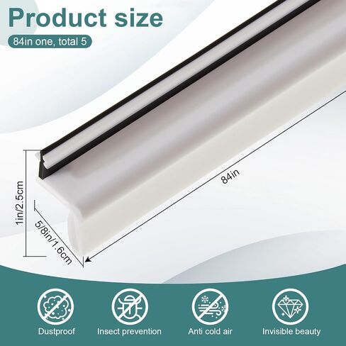 Yuntau 5-Pack 84 "Kerf Door Striping Weather - سدادة باب مطاطية بيضاء للأعلى والجوانب، تناسب عضادات خشبية بفتحة 1/8 بوصة، أطول من القياسية، تحجب الرياح والمطر والغبار in Kuwait
