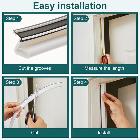 Yuntau 5-Pack 84 "Kerf Door Striping Weather - سدادة باب مطاطية بيضاء للأعلى والجوانب، تناسب عضادات خشبية بفتحة 1/8 بوصة، أطول من القياسية، تحجب الرياح والمطر والغبار in Kuwait