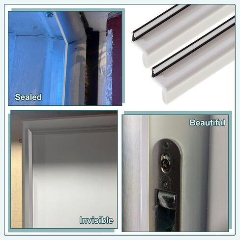Yuntau 5-Pack 84 "Kerf Door Striping Weather - سدادة باب مطاطية بيضاء للأعلى والجوانب، تناسب عضادات خشبية بفتحة 1/8 بوصة، أطول من القياسية، تحجب الرياح والمطر والغبار in Kuwait