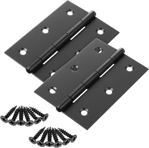 2 Pcs 2.5" Stainless Door Hinges,Stainless Steel Folding Butt Hinge Door Hinges with 12pcs Screws for Doors Windows Wooden Boxes (Black) in Kuwait