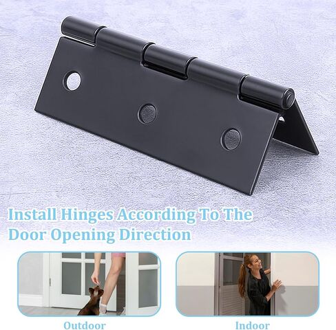 2 Pcs 2.5" Stainless Door Hinges,Stainless Steel Folding Butt Hinge Door Hinges with 12pcs Screws for Doors Windows Wooden Boxes (Black) in Kuwait