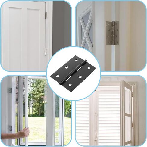2 Pcs 2.5" Stainless Door Hinges,Stainless Steel Folding Butt Hinge Door Hinges with 12pcs Screws for Doors Windows Wooden Boxes (Black) in Kuwait
