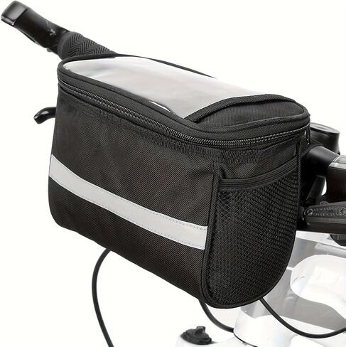 Large Capacity Foldable Bike Front Basket, Adjustable Handlebar Mount, Reflective Strips, Transparent Pocket, Durable Fabric, Compact Sturdy Design, Ideal for Commute, City & Outdoor Cycling in Kuwait