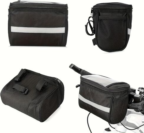 Large Capacity Foldable Bike Front Basket, Adjustable Handlebar Mount, Reflective Strips, Transparent Pocket, Durable Fabric, Compact Sturdy Design, Ideal for Commute, City & Outdoor Cycling in Kuwait