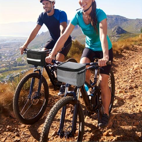 Large Capacity Foldable Bike Front Basket, Adjustable Handlebar Mount, Reflective Strips, Transparent Pocket, Durable Fabric, Compact Sturdy Design, Ideal for Commute, City & Outdoor Cycling in Kuwait