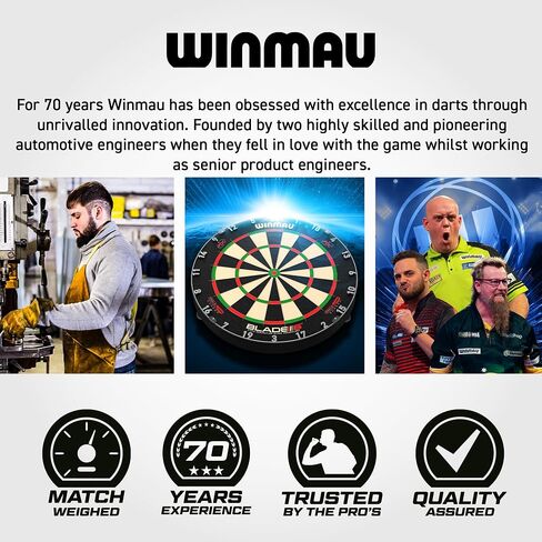 Winmau Daryl Gurney Signature Edition Steel Tip Darts Set - Professional 95% Tungsten Darts with Flights & Shafts - Match-Weighed Precision & Stable Control - 23g - Gold/Blue in Kuwait