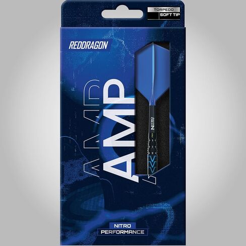 RED DRAGON Darts - AMP Series - 20g Barrel/ 22g Full Weight Soft Tip Torpedo Dart Set - 90% Professional Tungsten Darts Set - Nitro Flite Integrated Flight/Shaft, Dart Flights & Stems in Kuwait