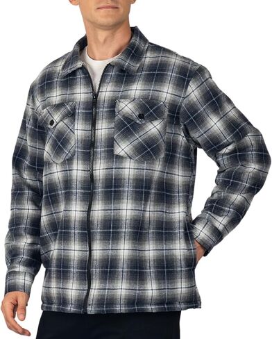 Alpine Swiss Mens Felix Fleece Lined Flannel Jacket Heavyweight Yet Soft Zip-Up Plaid Shirt Shacket Warm Winter Outerwear in Kuwait