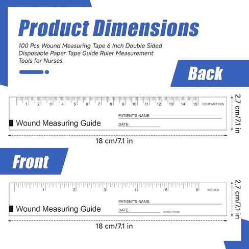 Philbinden 100 Pcs Wound Measuring Tape 6 Inch Double Sided Disposable Paper Tape Guide Ruler Measurement Tools for Nurses in Kuwait