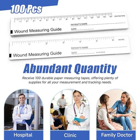 Philbinden 100 Pcs Wound Measuring Tape 6 Inch Double Sided Disposable Paper Tape Guide Ruler Measurement Tools for Nurses in Kuwait