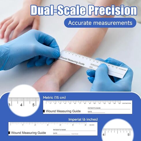 Philbinden 100 Pcs Wound Measuring Tape 6 Inch Double Sided Disposable Paper Tape Guide Ruler Measurement Tools for Nurses in Kuwait