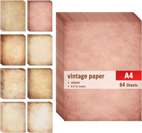 Vintage Stationery Paper 64 Sheets, 8.5 X 11in Antique Stationary Paper for Writing, Letter Size Printer Paper, Decorative Old Look for Invites Resume, 8 Designs in Saudi Arabia