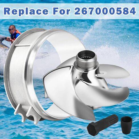 طقم مكره جت سكي 140 مم 13/20 لـ Sea-Doo Spark ACE 900، Spark ACE 900 HO، Spark TRIXX، استبدل 267000584 بحلقة تآكل من الفولاذ المقاوم للصدأ، أداة إزالة المكره وصندوق المكره in Kuwait