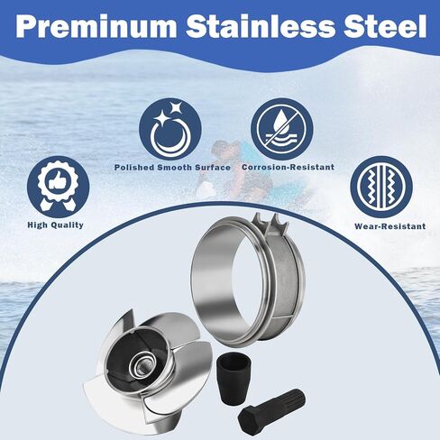 طقم مكره جت سكي 140 مم 13/20 لـ Sea-Doo Spark ACE 900، Spark ACE 900 HO، Spark TRIXX، استبدل 267000584 بحلقة تآكل من الفولاذ المقاوم للصدأ، أداة إزالة المكره وصندوق المكره in Kuwait