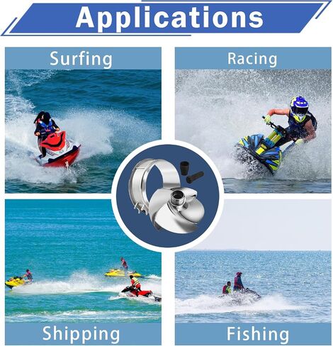 طقم مكره جت سكي 140 مم 13/20 لـ Sea-Doo Spark ACE 900، Spark ACE 900 HO، Spark TRIXX، استبدل 267000584 بحلقة تآكل من الفولاذ المقاوم للصدأ، أداة إزالة المكره وصندوق المكره in Kuwait