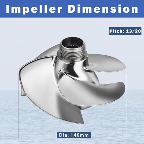طقم مكره جت سكي 140 مم 13/20 لـ Sea-Doo Spark ACE 900، Spark ACE 900 HO، Spark TRIXX، استبدل 267000584 بحلقة تآكل من الفولاذ المقاوم للصدأ، أداة إزالة المكره وصندوق المكره in Kuwait