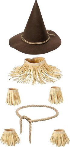 Scarecrow Costume Accessories Adults,Scarecrow Hat with Raffia Straw Kit,Halloween Costume Women Men in Saudi Arabia