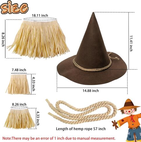 Scarecrow Costume Accessories Adults,Scarecrow Hat with Raffia Straw Kit,Halloween Costume Women Men in Saudi Arabia