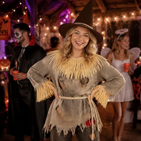 Scarecrow Costume Accessories Adults,Scarecrow Hat with Raffia Straw Kit,Halloween Costume Women Men in Saudi Arabia
