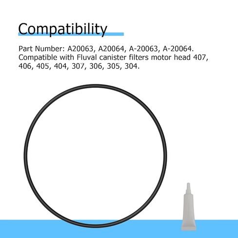 A20063 A20064 O-Ring Compatible with Fluval 407 307 Canister Filter Motor Head Lid Seal with 5 Gram Grease for Seal 406 306 405 305 404 304 Aquarium Filter Gasket, 2 Pack in Kuwait