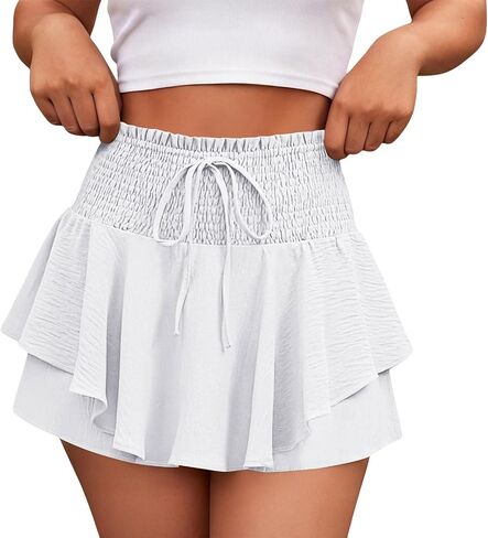 شورت صيفي للنساء برباط عالي الخصر، تنانير ملفوفة بأرجل واسعة، تنورة تنس للسفر، ملابس كاجوال أنيقة in Kuwait