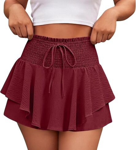 شورت صيفي للنساء برباط عالي الخصر، تنانير ملفوفة بأرجل واسعة، تنورة تنس للسفر، ملابس كاجوال أنيقة in Kuwait