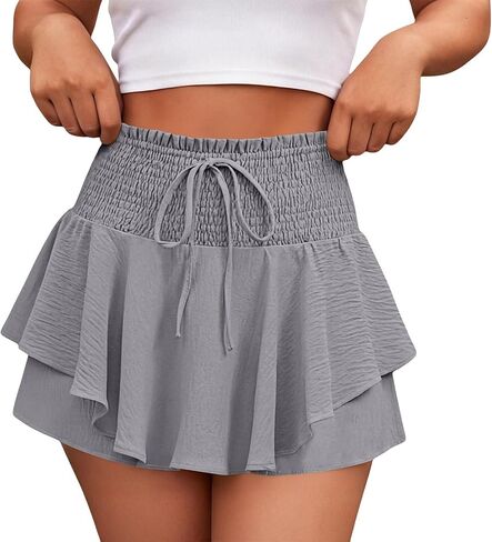 شورت صيفي للنساء برباط عالي الخصر، تنانير ملفوفة بأرجل واسعة، تنورة تنس للسفر، ملابس كاجوال أنيقة in Kuwait