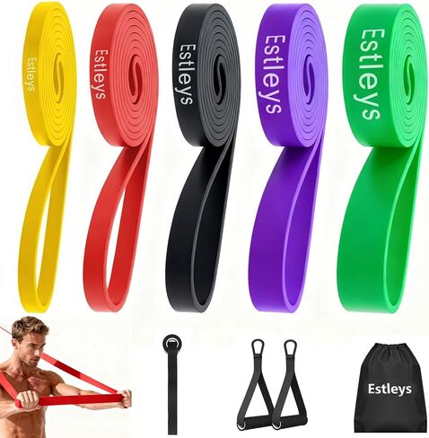 Resistance Bands, 5 Pack Pull-up Bands, Fabric Resistance Bands for Legs, Workout Bands, Exercise Bands Set for Fitness, Working Out, Body Stretching, Physical Therapy in Kuwait