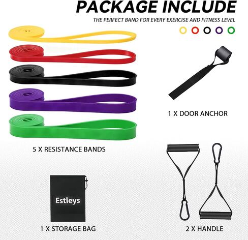Resistance Bands, 5 Pack Pull-up Bands, Fabric Resistance Bands for Legs, Workout Bands, Exercise Bands Set for Fitness, Working Out, Body Stretching, Physical Therapy in Kuwait
