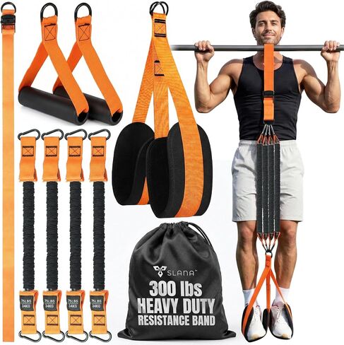 Pull Up Assistance Bands, Heavy Duty 300 lb Pull Up Bands Assistance Bands, 4 Adjustable Resistance Bands, Padded Handles, Foam Foot Cradle, Anchor Strap for Chin Ups, Dips & Strength Training in Kuwait